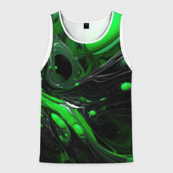 Мужская майка без рукавов Green dark abstract geometry style