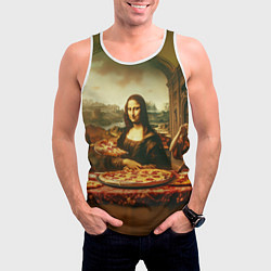 Майка-безрукавка мужская Мона Лиза и большая пицца сюрреализм, цвет: 3D-белый — фото 2