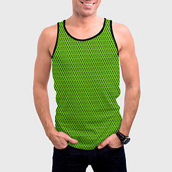 Майка-безрукавка мужская Кислотный зелёный имитация сетки, цвет: 3D-черный — фото 2