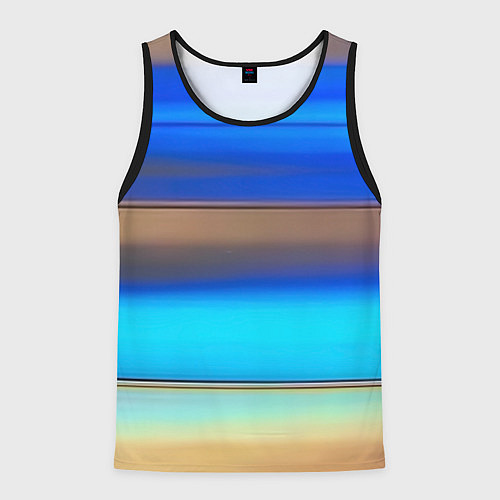 Мужская майка без рукавов Голубые и коричневые полосы / 3D-Черный – фото 1