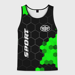 Майка-безрукавка мужская FAW green sport hexagon, цвет: 3D-черный