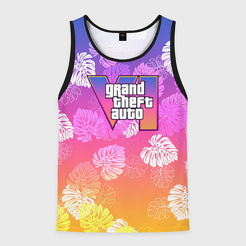 Мужская майка без рукавов Grand Theft Auto VI - пальмы / 3D-Черный – фото 1