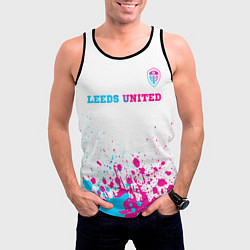 Майка-безрукавка мужская Leeds United neon gradient style посередине, цвет: 3D-черный — фото 2