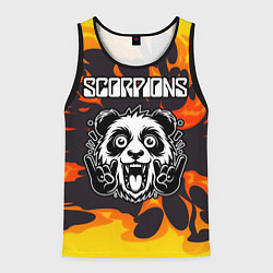 Майка-безрукавка мужская Scorpions рок панда и огонь, цвет: 3D-черный