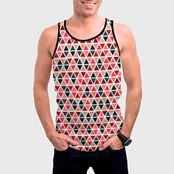 Майка-безрукавка мужская Бирюзово-розовый геометричный треугольники, цвет: 3D-черный — фото 2