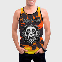 Майка-безрукавка мужская Crystal Castles рок панда и огонь, цвет: 3D-черный — фото 2