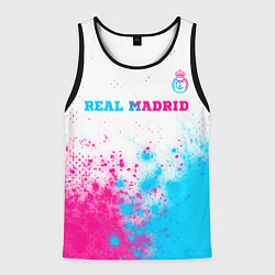 Мужская майка без рукавов Real Madrid neon gradient style посередине