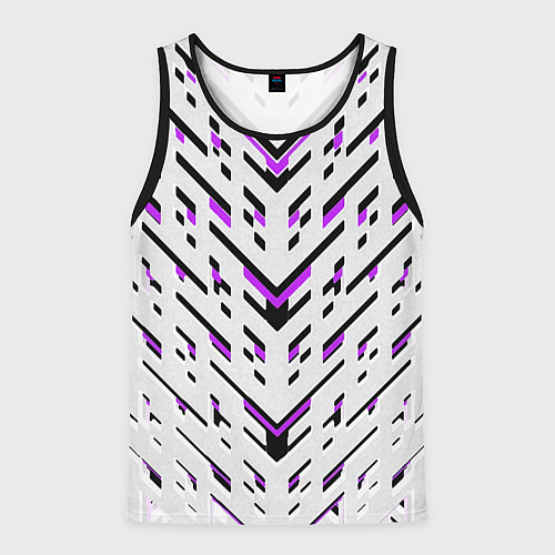 Мужская майка без рукавов Black and purple stripes on a white background / 3D-Черный – фото 1