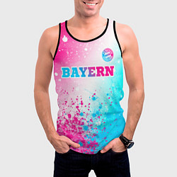 Майка-безрукавка мужская Bayern neon gradient style посередине, цвет: 3D-черный — фото 2