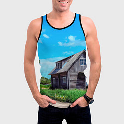Майка-безрукавка мужская Дом в деревне, цвет: 3D-черный — фото 2
