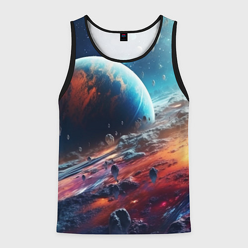 Мужская майка без рукавов Космос фантастическая планета / 3D-Черный – фото 1