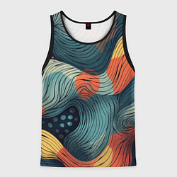 Майка-безрукавка мужская Волны линиями, цвет: 3D-черный