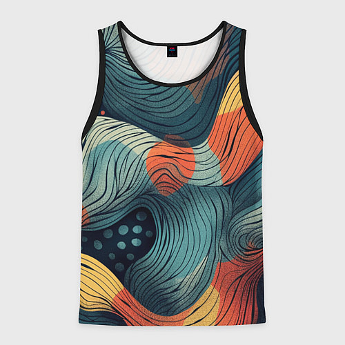 Мужская майка без рукавов Волны линиями / 3D-Черный – фото 1
