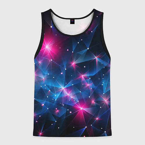 Мужская майка без рукавов Яркие неоновые вспышки в космосе / 3D-Черный – фото 1