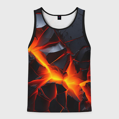 Мужская майка без рукавов Камни в разломе красный свет / 3D-Черный – фото 1