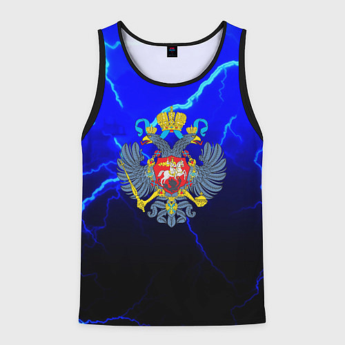 Мужская майка без рукавов Герб РФ шторм империя / 3D-Черный – фото 1