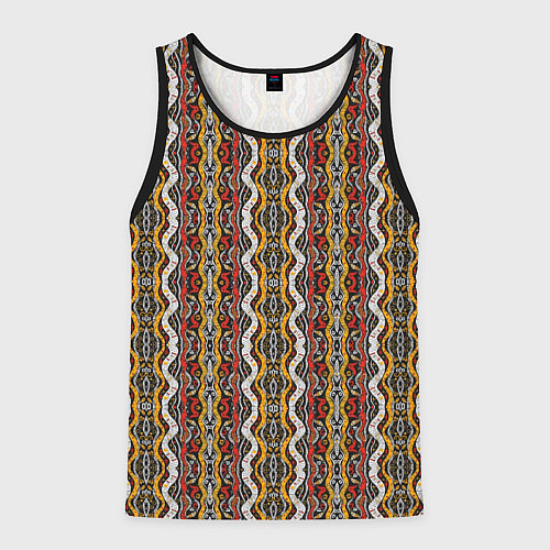 Мужская майка без рукавов Оранжевые африканские волны / 3D-Черный – фото 1