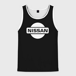 Майка-безрукавка мужская Nissan logo white, цвет: 3D-белый