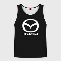 Майка-безрукавка мужская Mazda logo white, цвет: 3D-черный