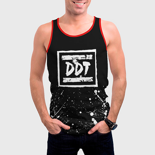 Мужская майка без рукавов DDT rock group / 3D-Красный – фото 3
