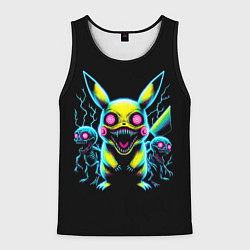 Майка-безрукавка мужская Pikachu and skeletons - neon glow ai art, цвет: 3D-черный