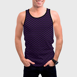 Майка-безрукавка мужская Чёрно-фиолетовый ломаные полосы, цвет: 3D-черный — фото 2