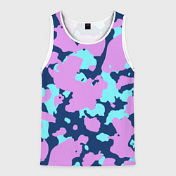 Майка-безрукавка мужская Паттерн с сиреневыми и голубыми пятнами, цвет: 3D-белый