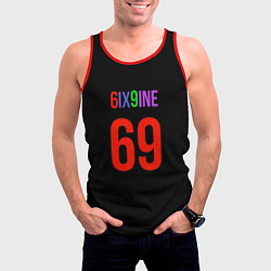 Майка-безрукавка мужская 6ix9ine logo, цвет: 3D-красный — фото 2