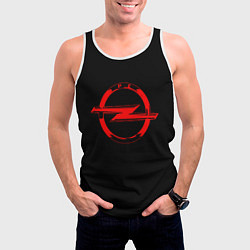Майка-безрукавка мужская Opel red logo, цвет: 3D-белый — фото 2