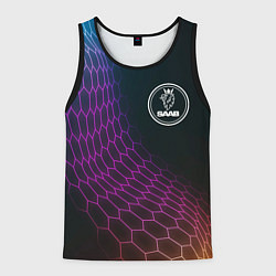 Мужская майка без рукавов Saab neon hexagon