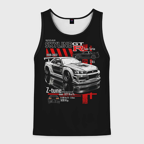 Мужская майка без рукавов Skyline gtr34 / 3D-Черный – фото 1