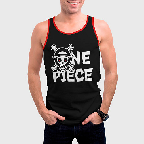 Мужская майка без рукавов One piece - emblem / 3D-Красный – фото 3