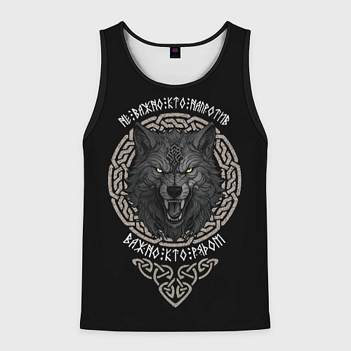 Мужская майка без рукавов Волк воин - важно кто рядом / 3D-Черный – фото 1