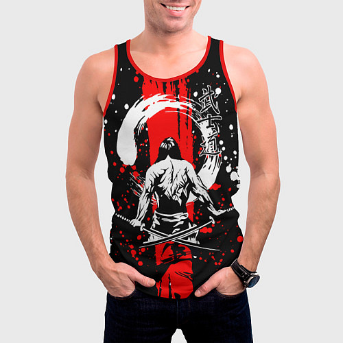 Мужская майка без рукавов Самурай с двумя мечами / 3D-Красный – фото 3