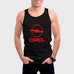 Майка-безрукавка мужская Opel red logo auto, цвет: 3D-черный — фото 2