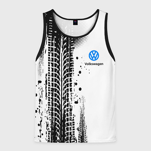 Мужская майка без рукавов Фольксваген - следы от шин / 3D-Черный – фото 1