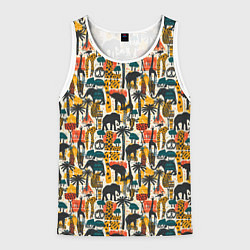 Мужская майка без рукавов Африка паттерн пальмы животные