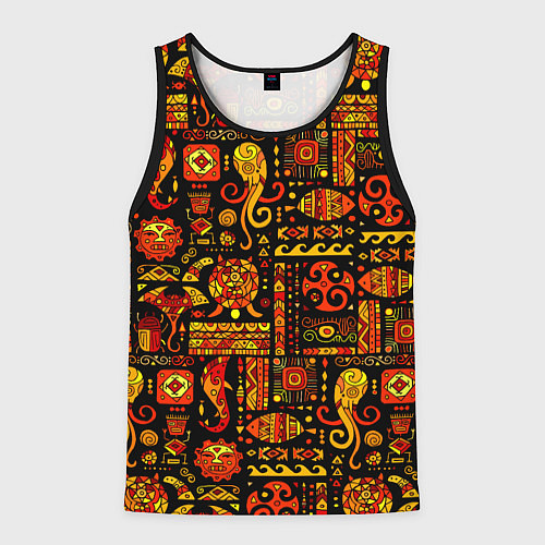 Мужская майка без рукавов Этнический орнамент - морские обитатели / 3D-Черный – фото 1