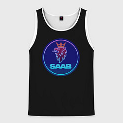 Мужская майка без рукавов Saab logo neon