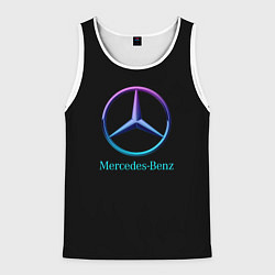 Майка-безрукавка мужская Mercedes neon logo, цвет: 3D-белый