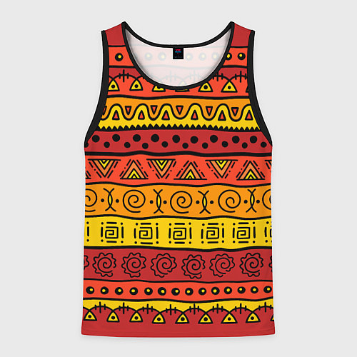 Мужская майка без рукавов Африканские этнический орнамент / 3D-Черный – фото 1