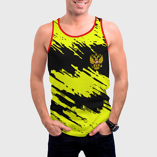 Мужская майка без рукавов Российская империя краски жёлтые / 3D-Красный – фото 3