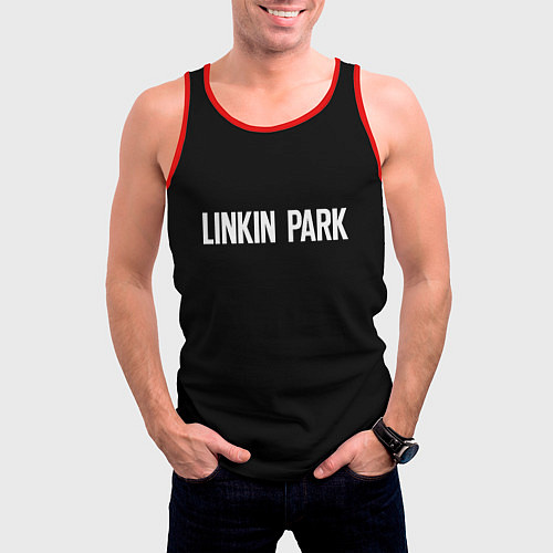 Мужская майка без рукавов Linkin park rock white / 3D-Красный – фото 3