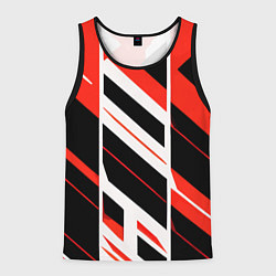 Майка-безрукавка мужская Black and red stripes on a white background, цвет: 3D-черный