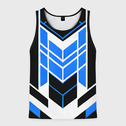 Мужская майка без рукавов Blue and black stripes on a white background / 3D-Черный – фото 1