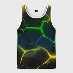 Мужская майка без рукавов Неоновые яркие зеленые плиты с желтым светом
