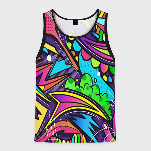 Мужская майка без рукавов Яркое граффити / 3D-Черный – фото 1