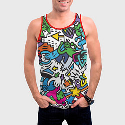 Майка-безрукавка мужская Странные разноцветные человечки, цвет: 3D-красный — фото 2