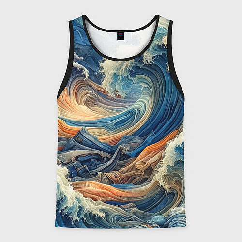 Мужская майка без рукавов Джинсовый шторм - нейросеть / 3D-Черный – фото 1