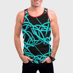 Майка-безрукавка мужская Ярко голубые линии, цвет: 3D-красный — фото 2